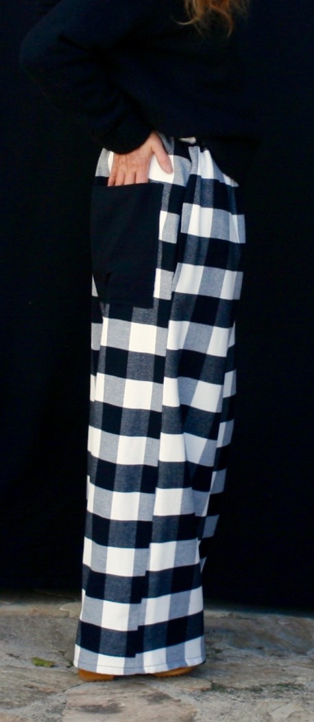 Pantalon carreaux noir et blanc Aorès la mousson