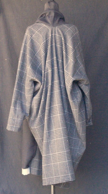 Manteau gris carreaux laine Après la mousson