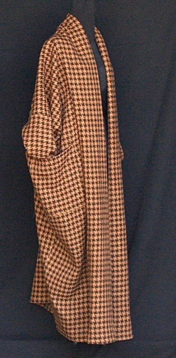 Manteau Après la mousson 100 % laine bouillie pied de coq chocolat noir