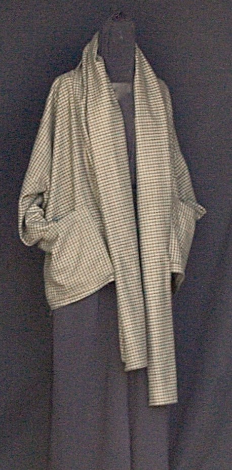 Veste pure laine pied de poule noir kaki pétrole