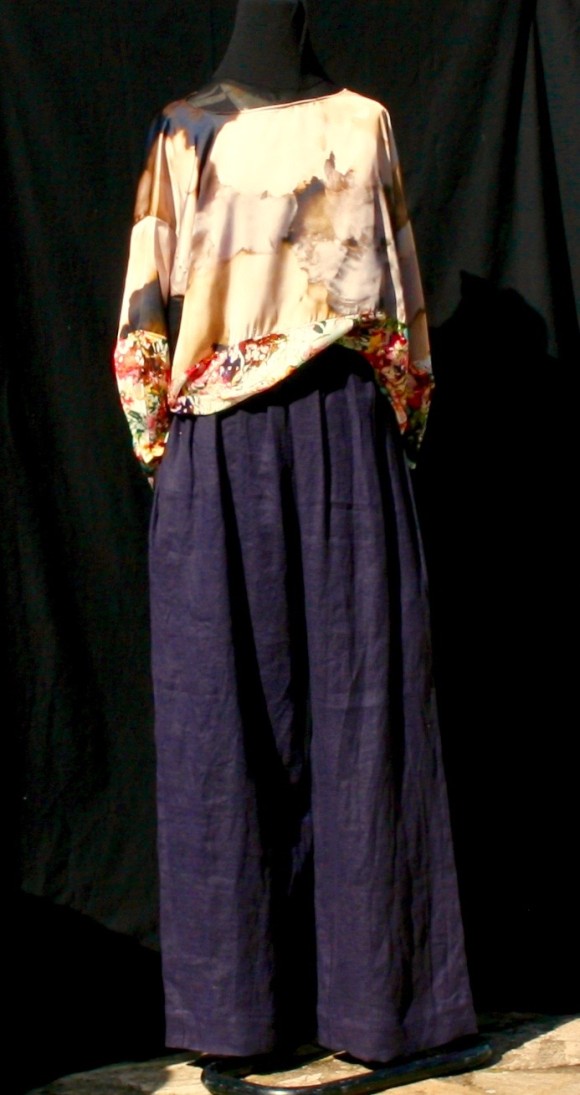 Pantalon lin bleu marine Après la mousson