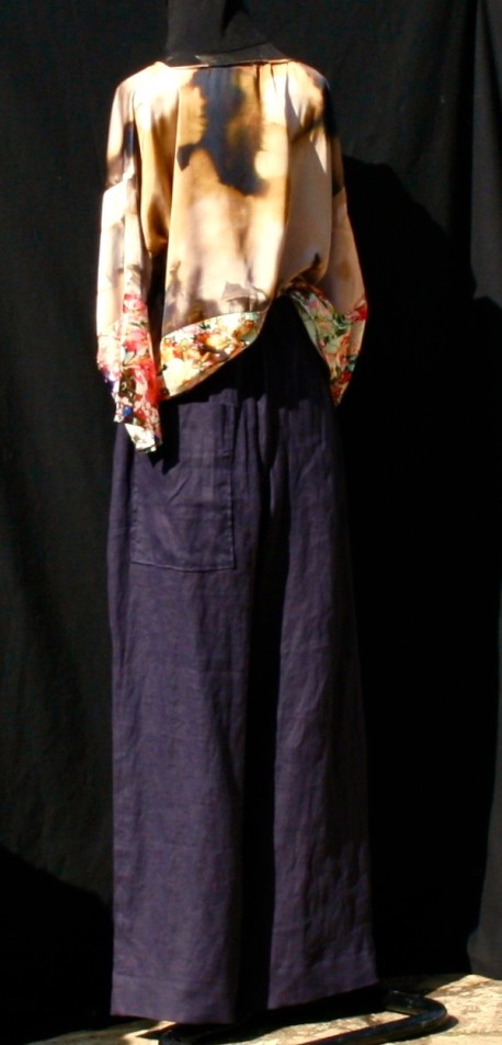 Pantalon lin bleu marine Après la mousson