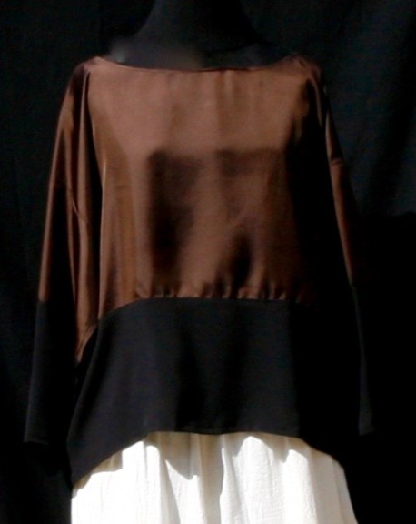 Top soie marron Après la mousson