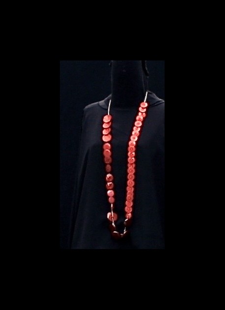 long sautoir rouge Après la mousson